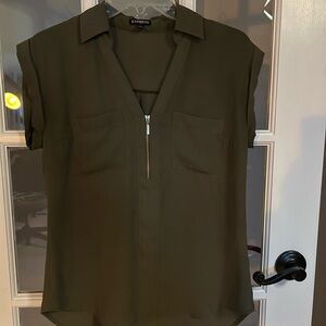 Express Women's Olive Short Sleeve Blouse